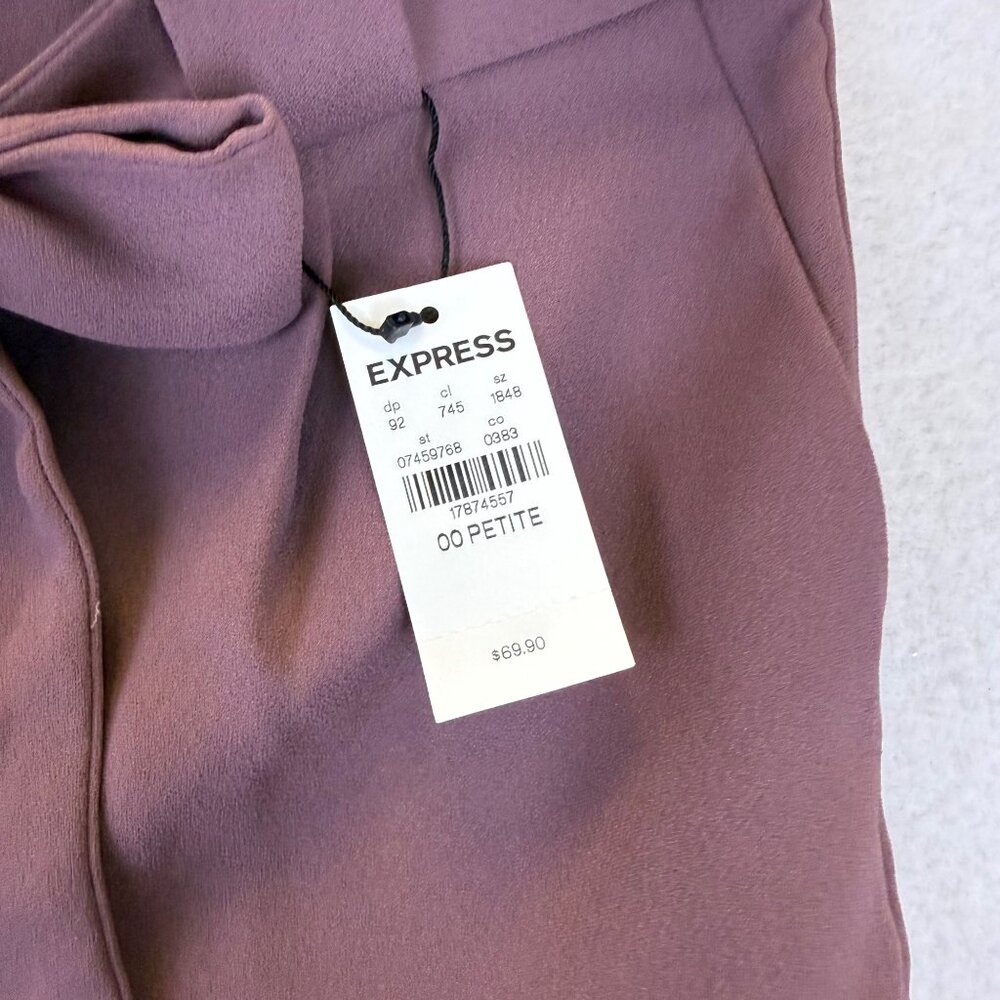 Express Women’s Purple High-Rise Ankle Pants With Bow Front Size 00P - New - Picture 10 of 14